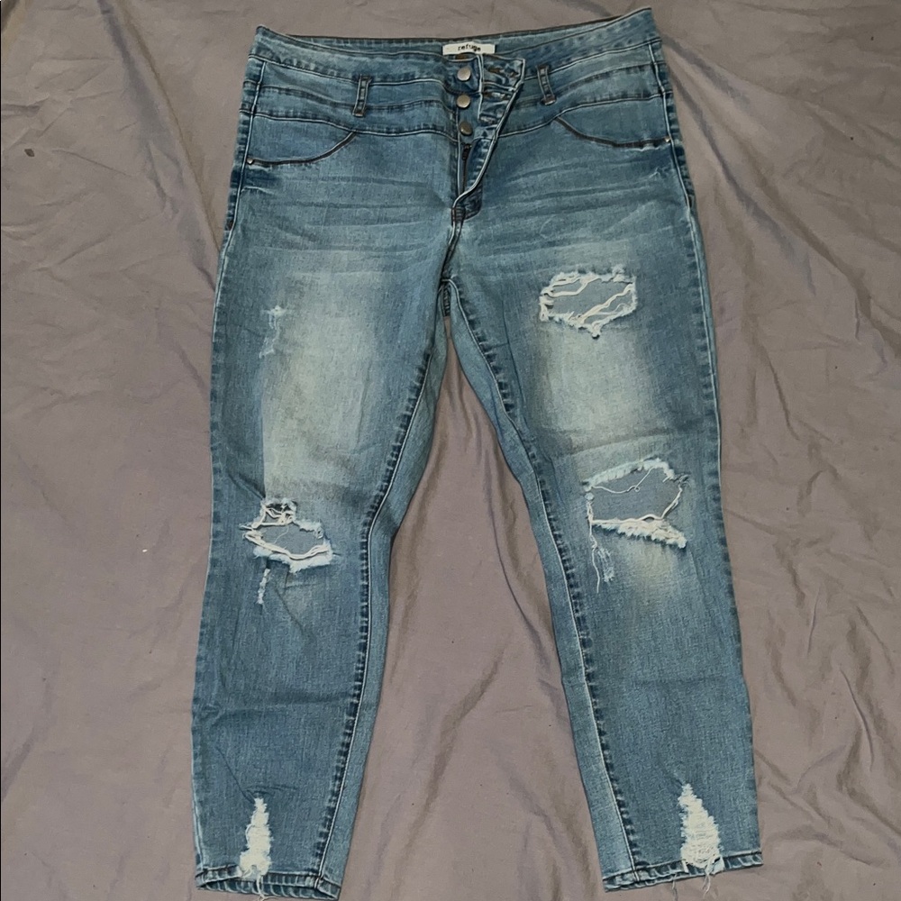 Distressed Blue Jeans